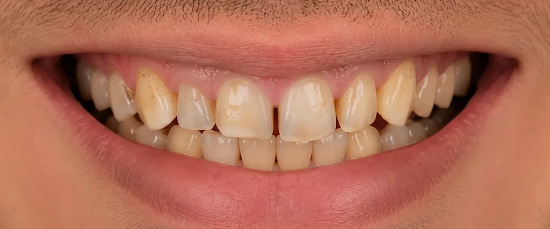 Emma's teeth before porcelain veneers treatment
